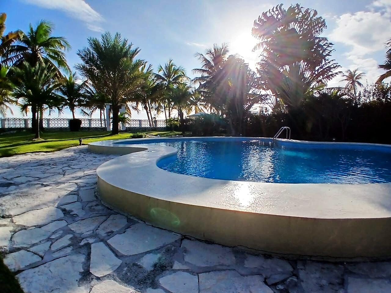 Piscine et palmiers a Casa Yaritza